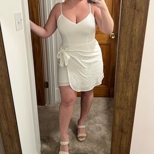 Abercrombie white linen wrap dress